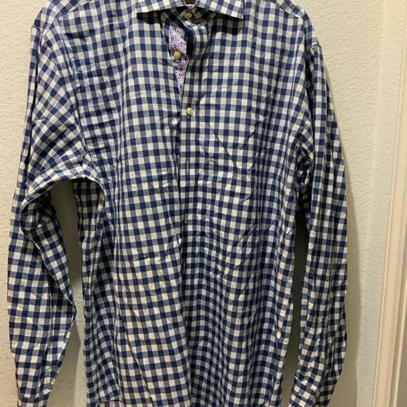 TaylorByrd Collection Men's Shirt XL Button Front Blue Print Long Sleeves - Picture 1 of 9